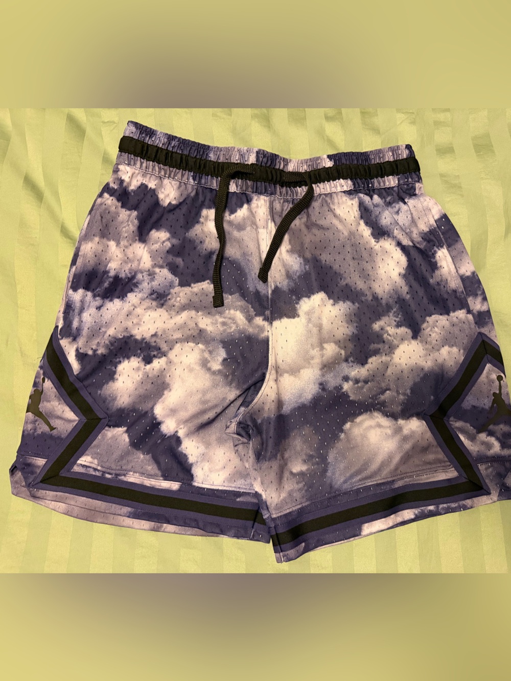 Air Jordan- Cloud Print Athletic Shorts - Purple and White